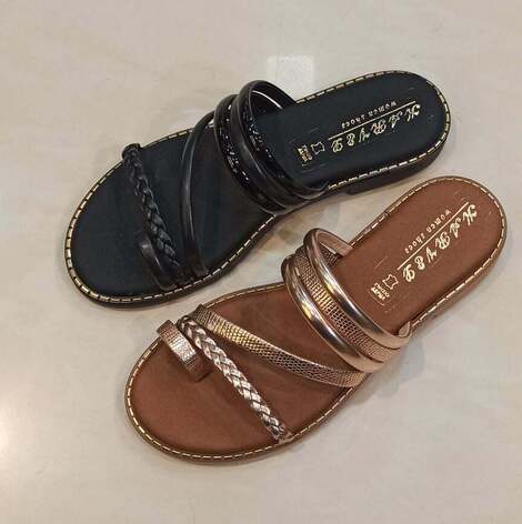 Γυναικεία μαύρα σανδάλια φλατ - κωδ.202