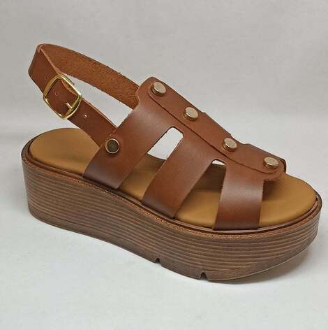 Δερμάτινη πλατφόρμα ελληνικής κατασκευής 161-07 Ταμπά