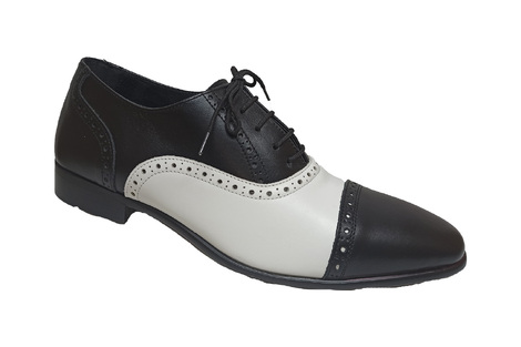 Δίχρωμο δερμάτινο χειροποίητο αμπιγιέ GIANNI #102 Μάυρο/Λευκό