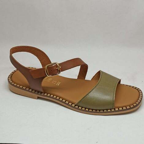 Δερμάτινο πέδιλο ελληνικής κατασκευής 36-01 Χακί