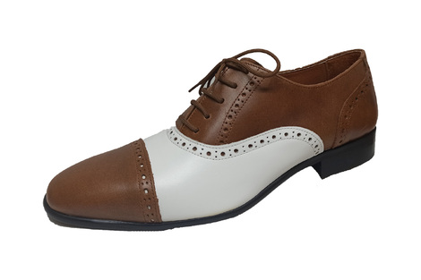 Δίχρωμο δερμάτινο χειροποίητο αμπιγιέ GIANNI #102 Ταμπά/Λευκό