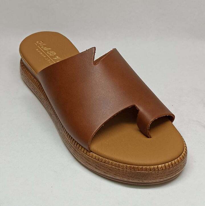 Δερμάτινη χαμηλή πλατφόρμα 41-04 Καφέ