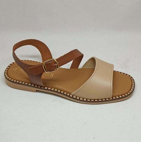 Δερμάτινο πέδιλο ελληνικής κατασκευής 36-01 Μπεζ